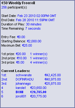 Online Casino Turniere im Februar 2010