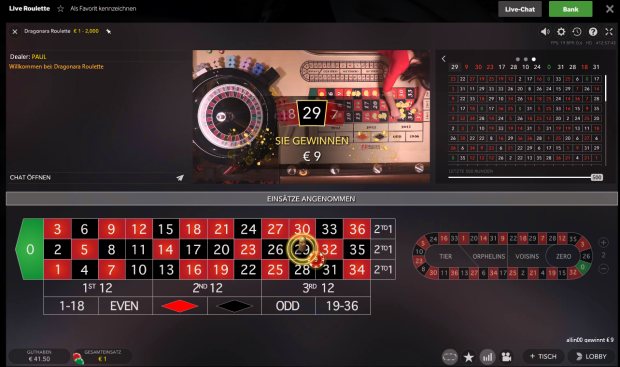 Betway Casino mit Live-Spielbank Roulette