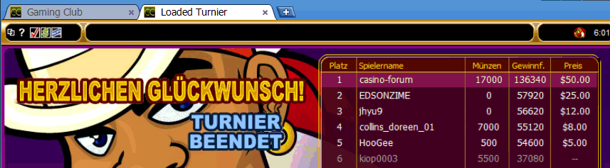 Casinforum Turnier Notizen